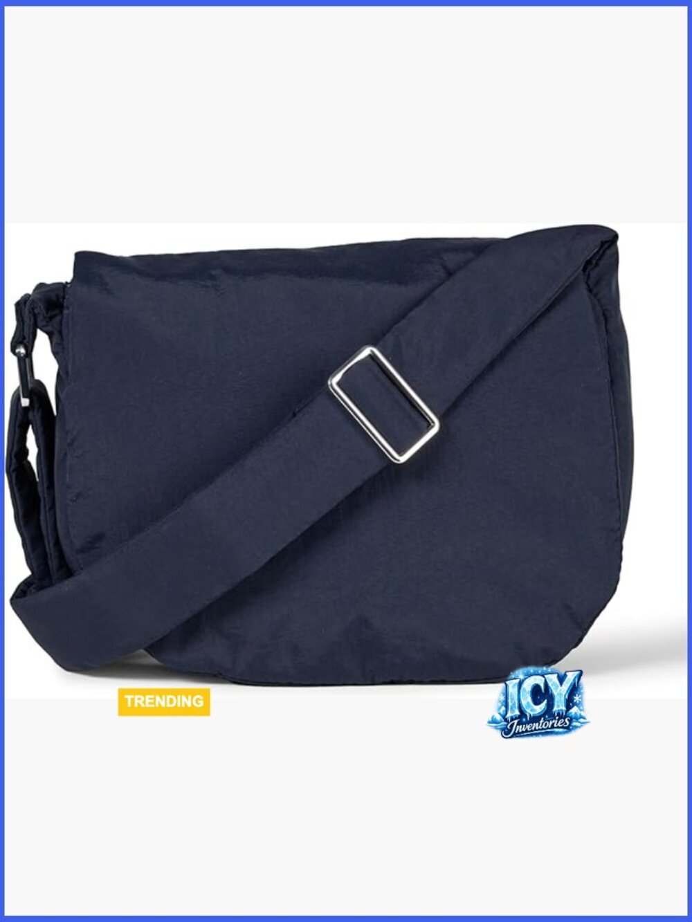 Nylon Adjustable Crossbody Flap Bag with Zipper Closure
